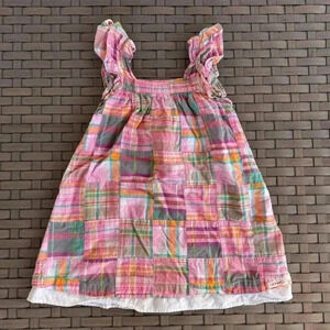Hatley Toddler Girl Plaid Lined Flutter Sleeve Sundress Size 4 Pink Purple